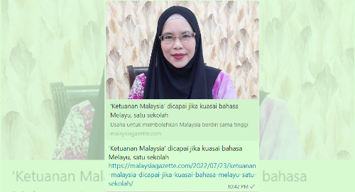 ‘Ketuanan Malaysia’ dicapai jika kuasai bahasa Melayu, satu sekolah